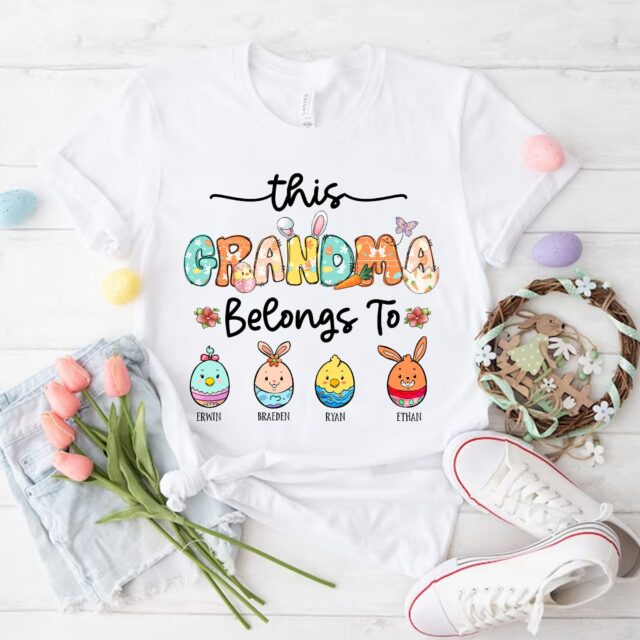 Personalized “This Grandma Belongs To” Easter Shirt – Custom Eggs Mimi, Nana Shirt
