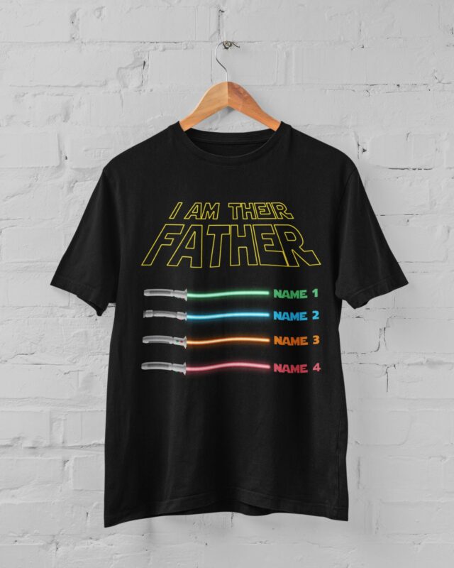 “I Am Their Father” Custom Shirt – Custom Kids’ Names with Lightsabers for Father’s Day