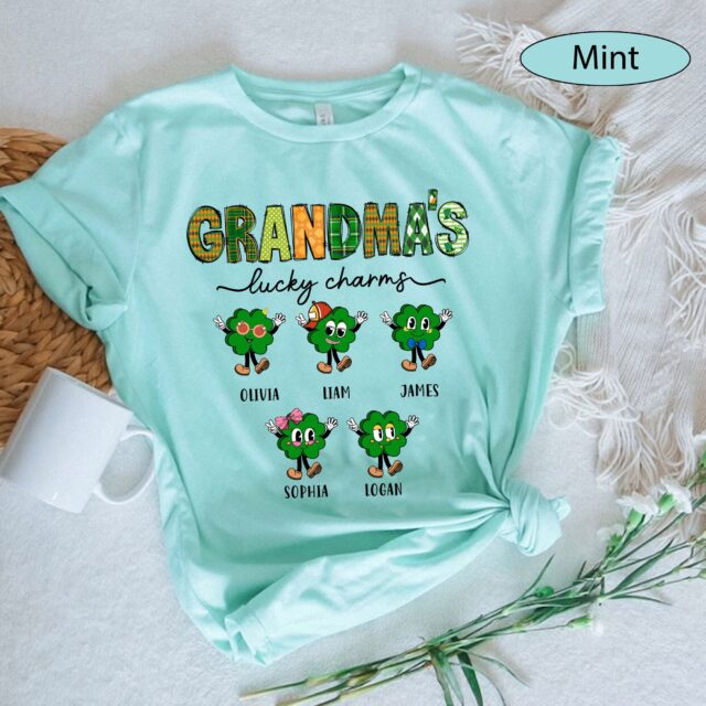 Grandma’s Lucky Charms Shirt – Custom St. Patrick’s Day with Grandkids’ Names