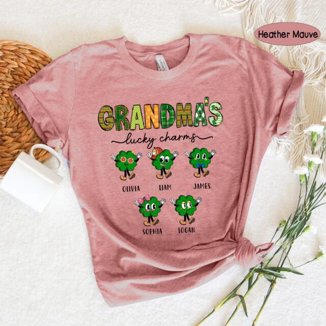 Grandma’s Lucky Charms Shirt – Custom St. Patrick’s Day with Grandkids’ Names