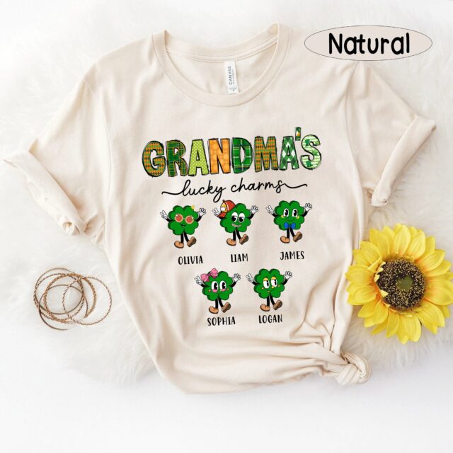 Grandma’s Lucky Charms Shirt – Custom St. Patrick’s Day with Grandkids’ Names