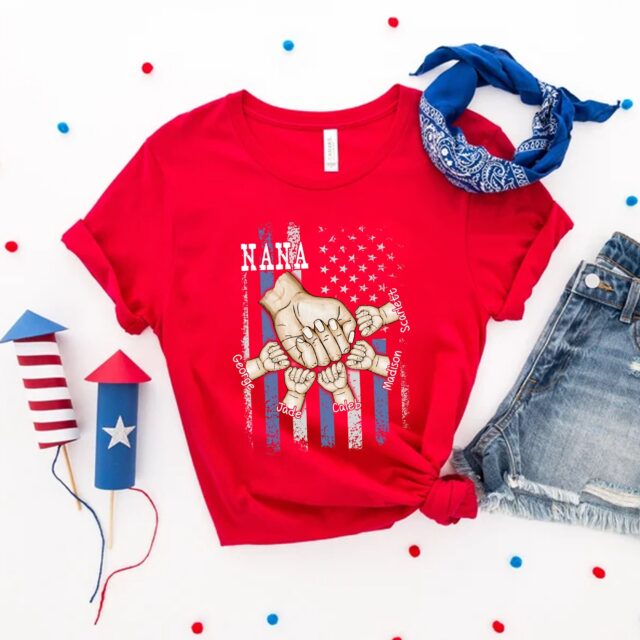 Personalized Grandma Shirt – Grandkid Hand-in-Hand Design