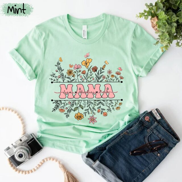Personalized Mama Wildflower Shirt – Custom Kidnames & Autumn Sweatshirt