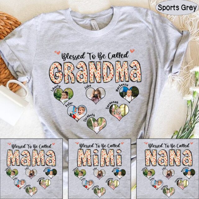 Personalized “Blessed to Be Called Grandma” Shirt – Custom Photo Mimi Shirt for Mother’s Day