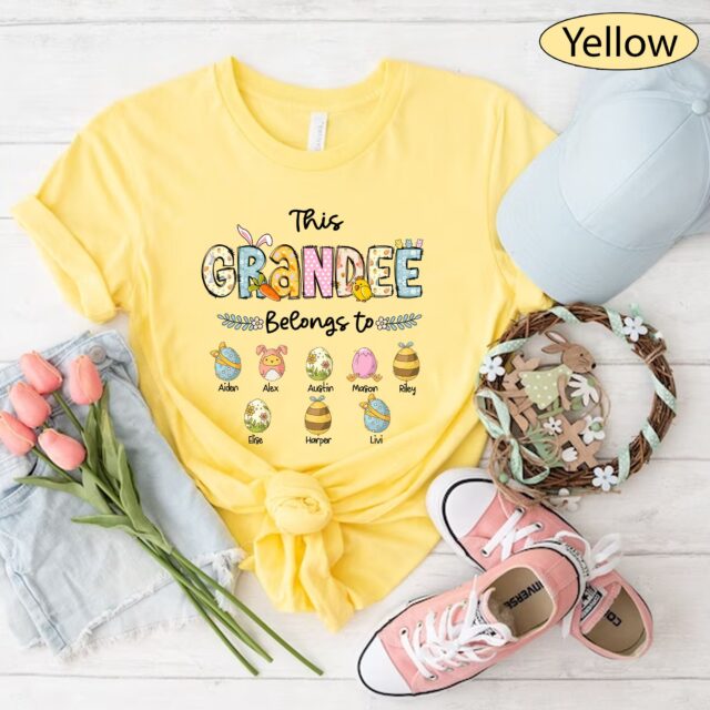 Custom “This Grandma Belongs To” Shirt – Personalized Easter Mimi, Nana Shirt with Eggs