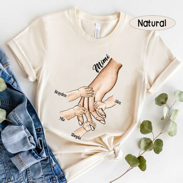 Personalized Grandma Shirt – Kid Holding Hand & Fist Bump Design