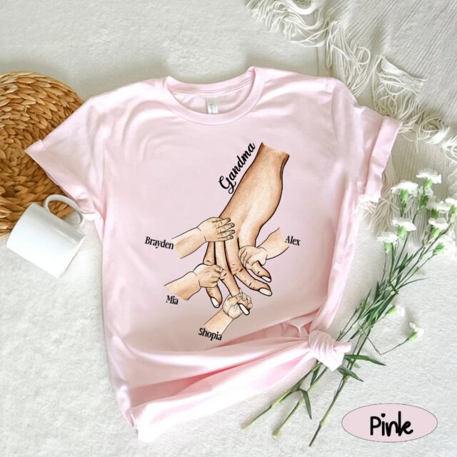 Personalized Grandma Shirt – Kid Holding Hand & Fist Bump Design