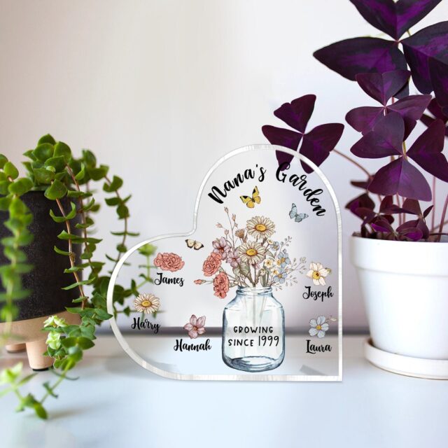 Personalized Nana’s Garden Acrylic Plaque – Birth Month Flowers Gift
