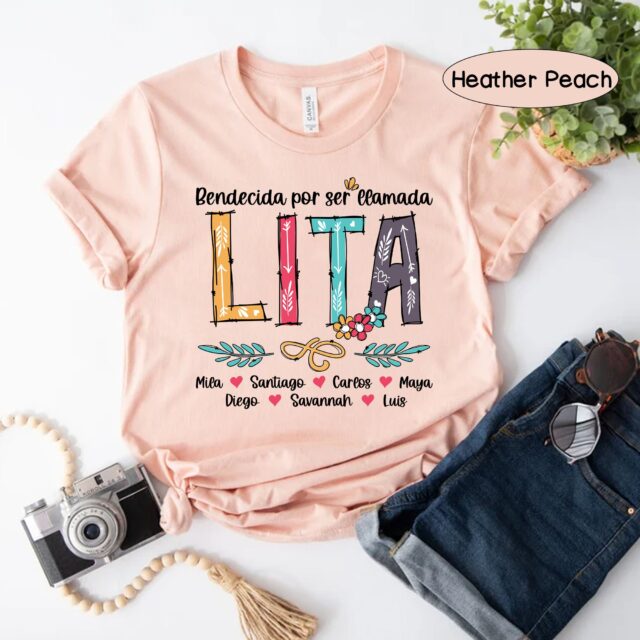 Personalized Mexican Grandma Shirt – Blessed to Be Called Nana with Kids’ Art & Flower
