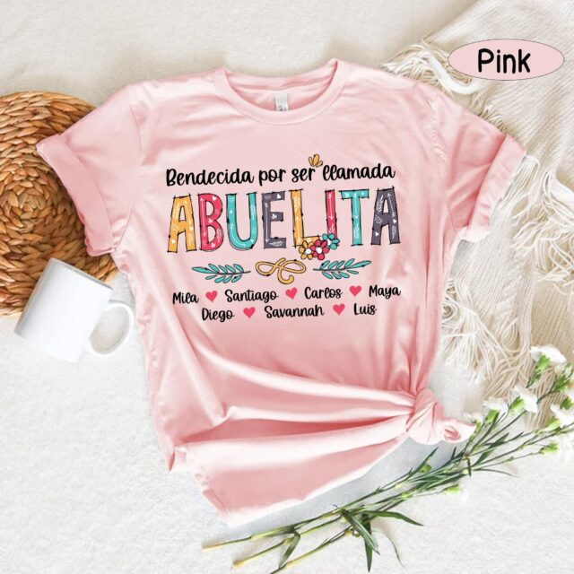 Personalized Mexican Grandma Shirt – Blessed to Be Called Nana with Kids’ Art & Flower