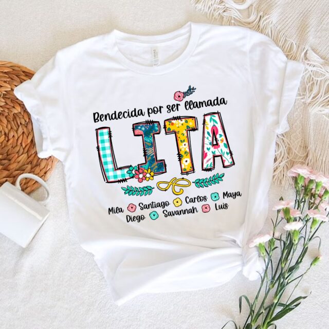 Personalized Abuela T-Shirt – Blessed Nana with Kids’ Art & Name