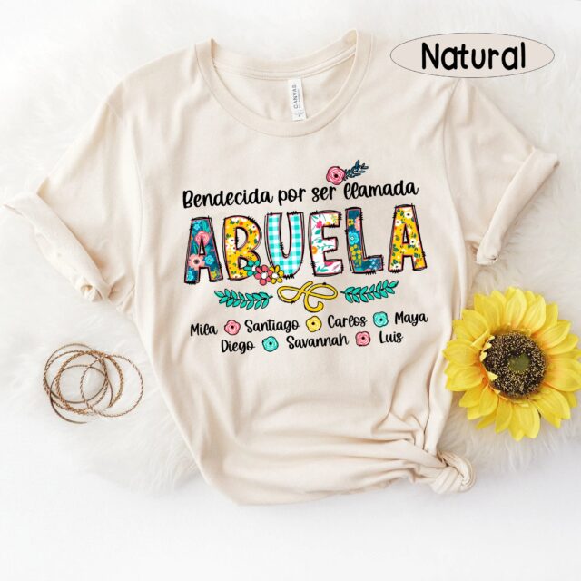 Personalized Abuela T-Shirt – Blessed Nana with Kids’ Art & Name