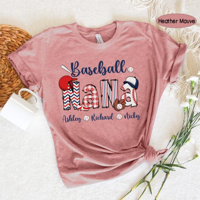 Personalized Baseball Grandma Shirt – Custom Name Tee for Nana or Mom