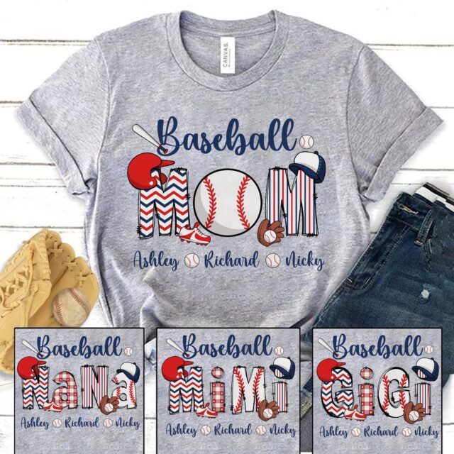 Personalized Baseball Grandma Shirt – Custom Name Tee for Nana or Mom