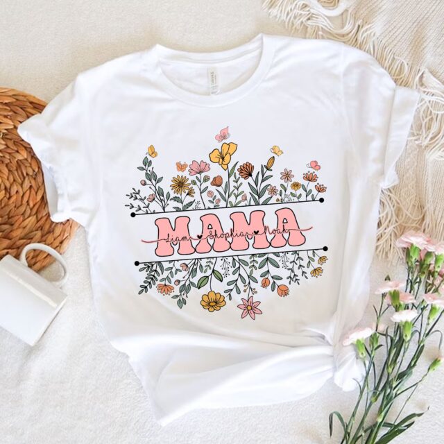 Personalized Mama Wildflower Shirt – Custom Kidnames & Autumn Sweatshirt