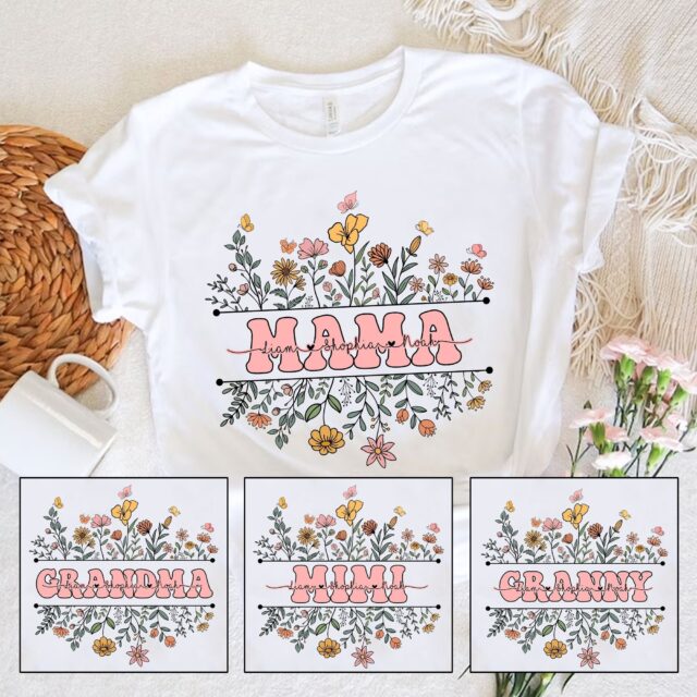 Personalized Wildflower Grandma Shirt – Custom Kidnames & Autumn Sweatshirt