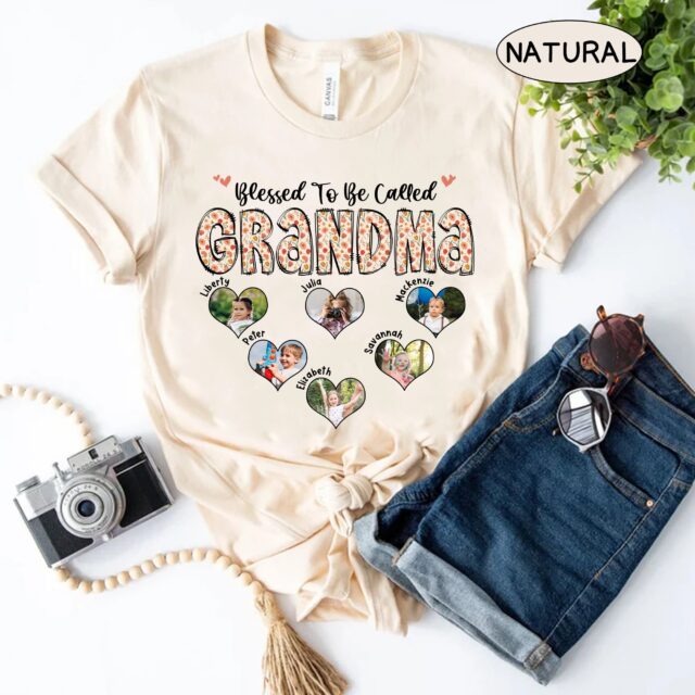 Personalized “Blessed to Be Called Grandma” Shirt – Custom Photo Mimi Shirt for Mother’s Day