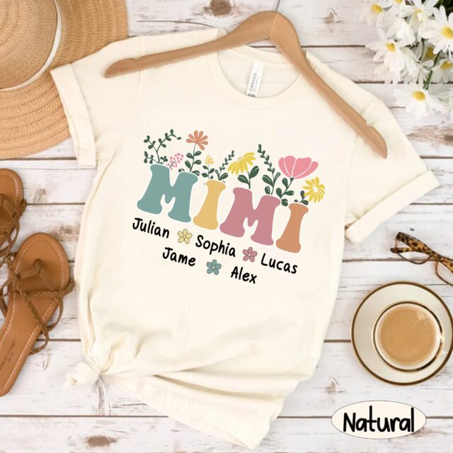 Personalized Nana Wildflower Shirt with Grandkids – Custom Mimi Autumn Sweatshirt for Mother’s Day
