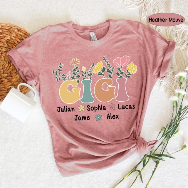 Personalized Nana Wildflower Shirt with Grandkids – Custom Mimi Autumn Sweatshirt for Mother’s Day