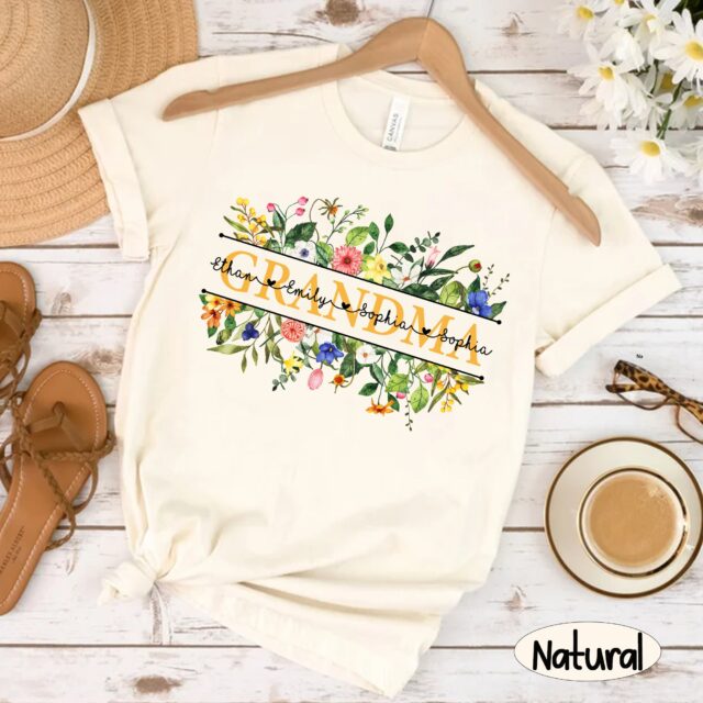 Personalized Wildflowers Mimi Shirt with Grandkids – Grandma Floral Shirt for Mother’s Day