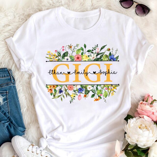 Personalized Wildflowers Mimi Shirt with Grandkids – Grandma Floral Shirt for Mother’s Day