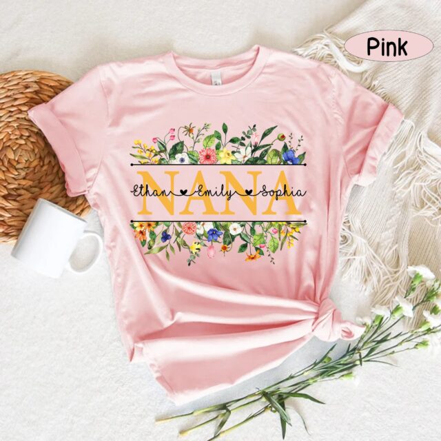 Personalized Wildflowers Mimi Shirt with Grandkids – Grandma Floral Shirt for Mother’s Day