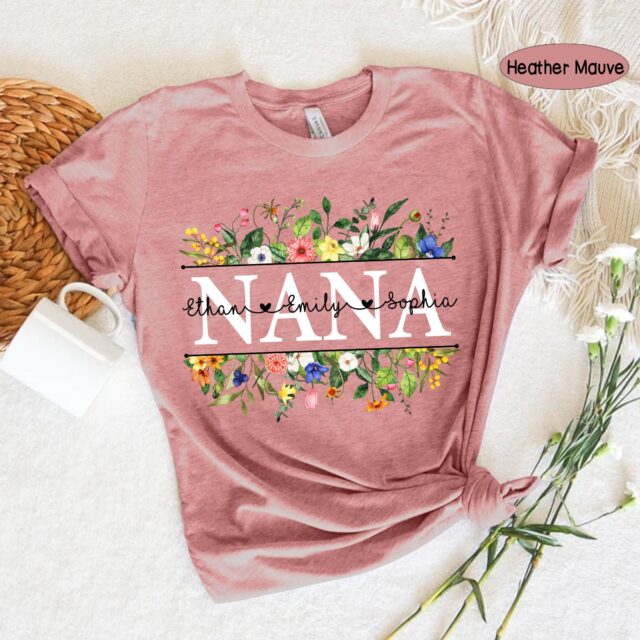Personalized Wildflowers Mimi Shirt with Grandkids – Grandma Floral Shirt for Mother’s Day