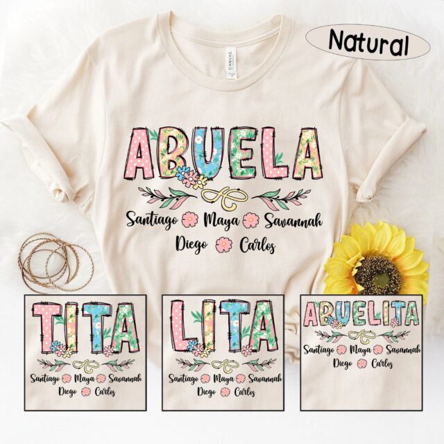 Personalized Mexican Grandma Shirt – Custom Abuela Tee with Kids’ Names for Mother’s Day