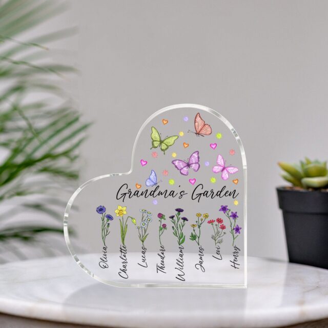 Personalized Grandma’s Garden Acrylic Plaque – Birth Month Flower Gift
