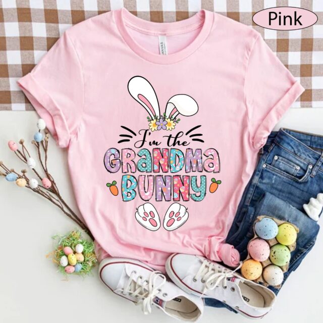 Personalized Grandma Bunny Shirt – Easter Bunny Nana, Mimi with Grandkids for Easter Day