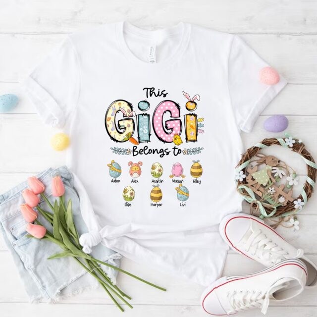 Custom “This Grandma Belongs To” Shirt – Personalized Easter Mimi, Nana Shirt with Eggs