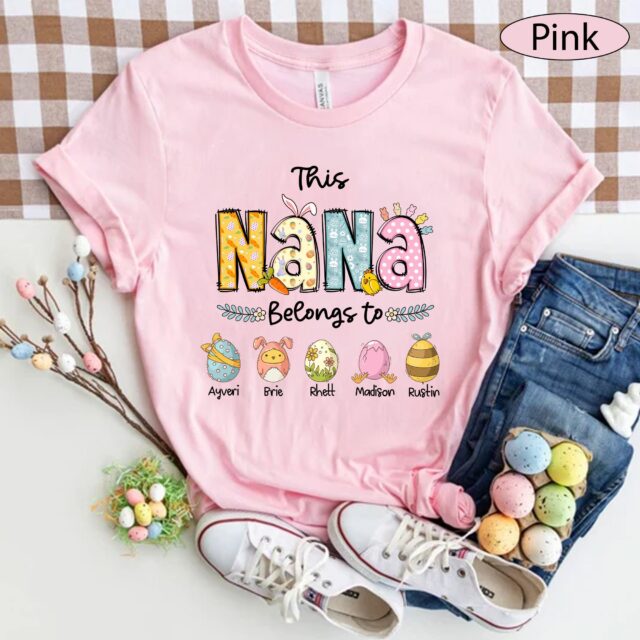 Custom “This Grandma Belongs To” Shirt – Personalized Easter Mimi, Nana Shirt with Eggs
