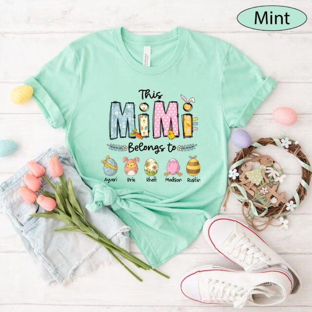 Custom “This Grandma Belongs To” Shirt – Personalized Easter Mimi, Nana Shirt with Eggs