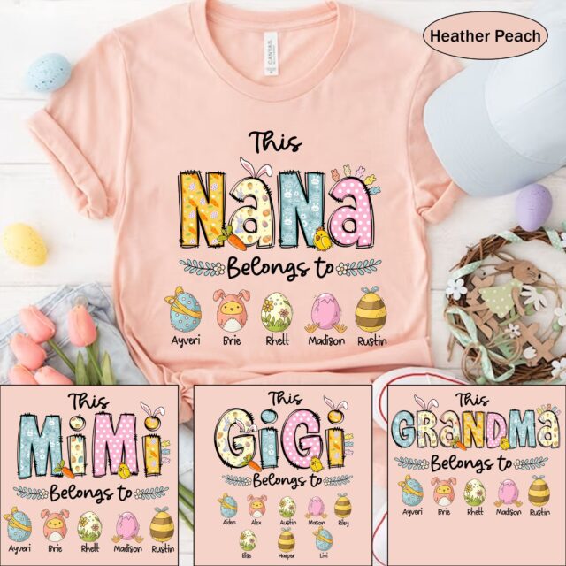 Custom “This Grandma Belongs To” Shirt – Personalized Easter Mimi, Nana Shirt with Eggs