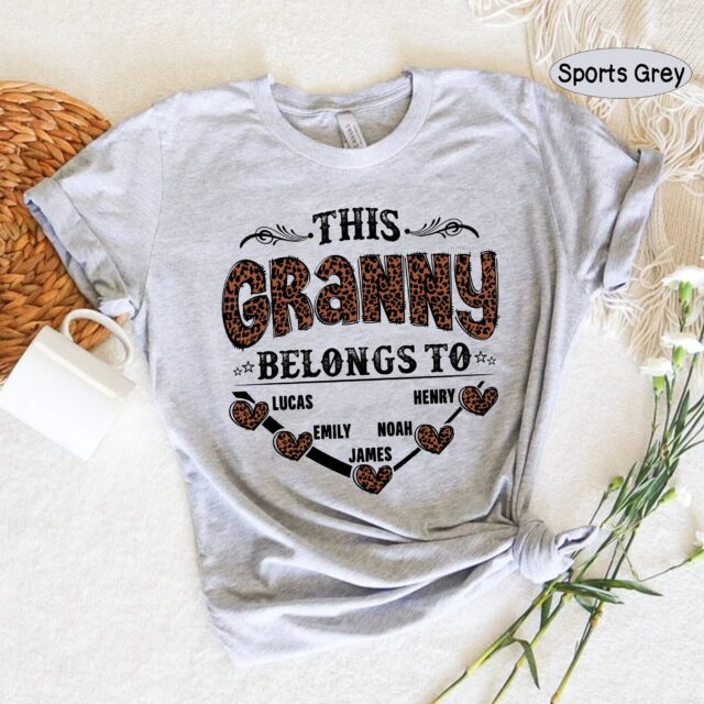 Personalized Leopard Grandma Shirt – Custom Nana Tee with Name