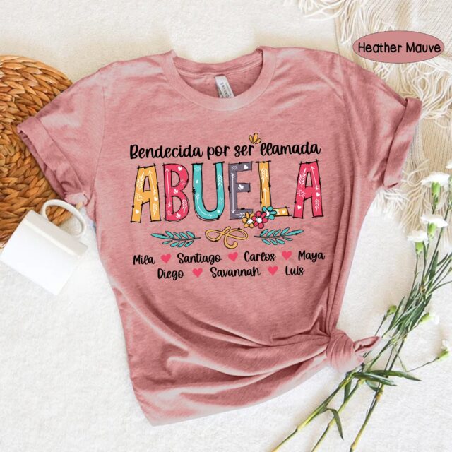 Personalized Mexican Grandma Shirt – Blessed to Be Called Nana with Kids’ Art & Flower
