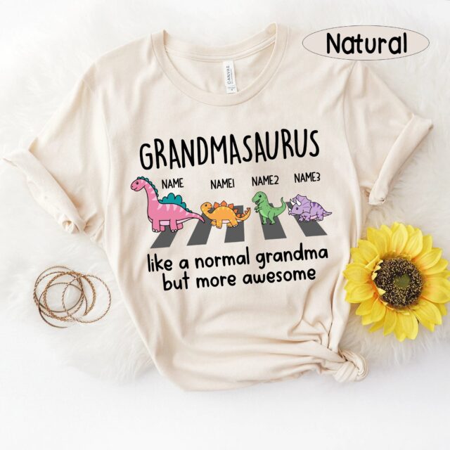 Grandmasaurus Shirt – Like a Normal Grandma but More Awesome, Custom Name for Mother’s Day