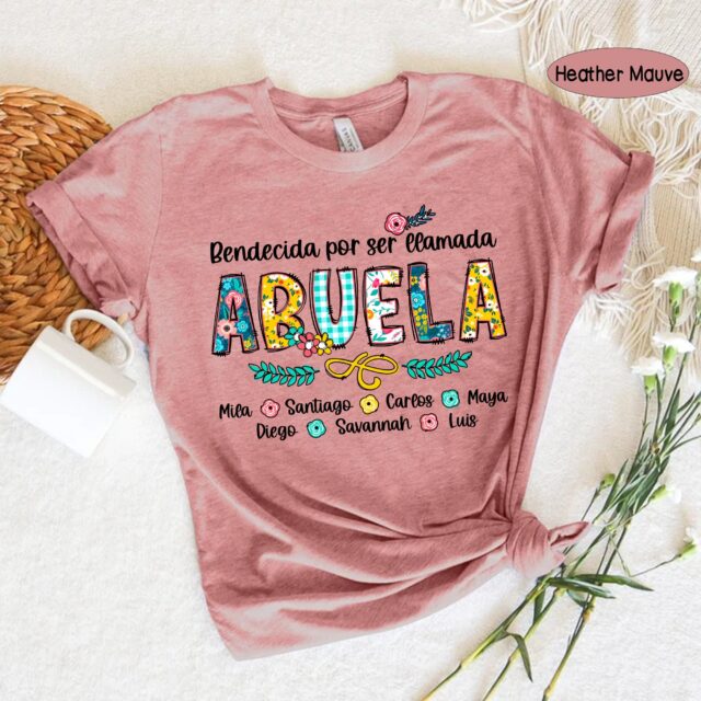 Personalized Abuela T-Shirt – Blessed Nana with Kids’ Art & Name