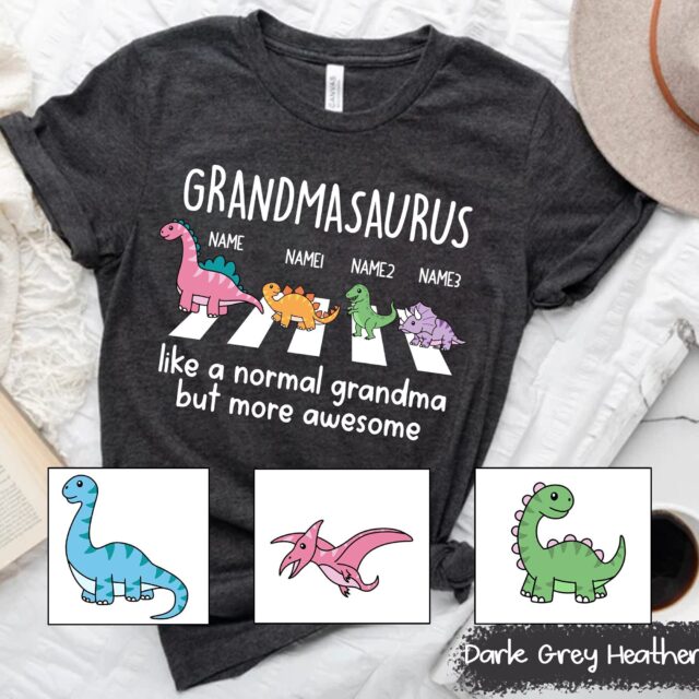 Grandmasaurus Shirt – Like a Normal Grandma but More Awesome, Custom Name for Mother’s Day