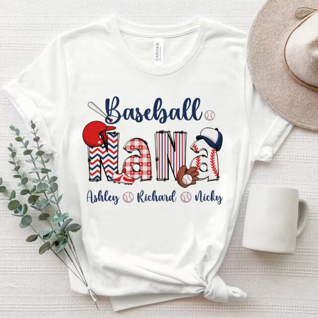 Personalized Baseball Grandma Shirt – Custom Name Tee for Nana or Mom