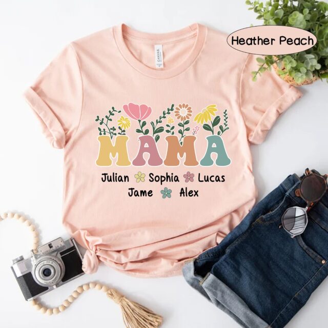 Personalized Nana Wildflower Shirt with Grandkids – Custom Mimi Autumn Sweatshirt for Mother’s Day