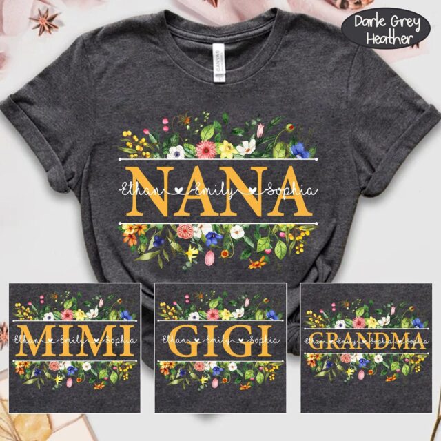 Personalized Wildflowers Mimi Shirt with Grandkids – Grandma Floral Shirt for Mother’s Day