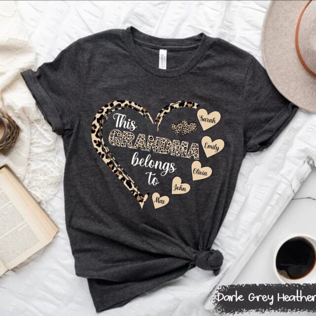 This Grandma Belongs To Shirt – Personalized Leopard Heart Custom Tee for Mother’s Day