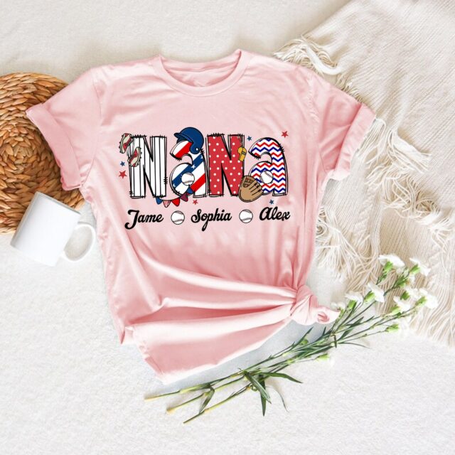 Personalized Baseball Grandma Shirt – Custom Name Gift for Nana or Mom