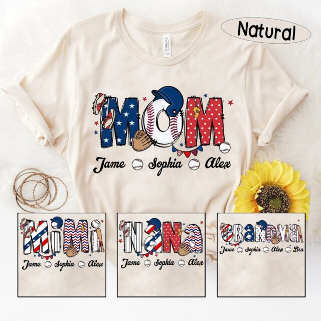 Personalized Baseball Grandma Shirt – Custom Name Gift for Nana or Mom