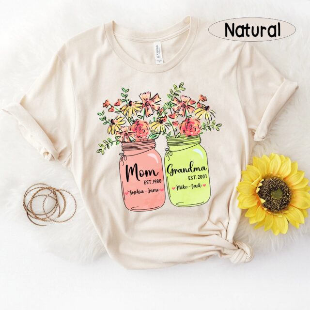 Custom Grandma Shirt – Grandma to Be with Custom Grandchild Names for Mother’s Day