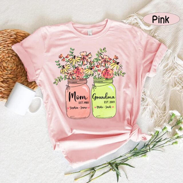 Custom Grandma Shirt – Grandma to Be with Custom Grandchild Names for Mother’s Day