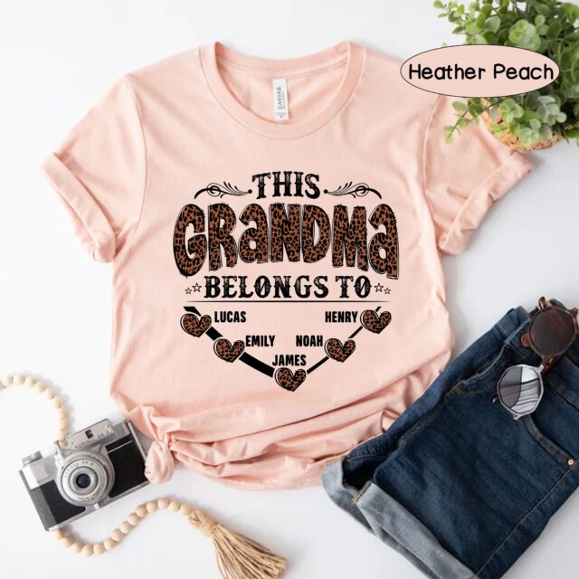 Personalized Leopard Grandma Shirt – Custom Nana Tee with Name