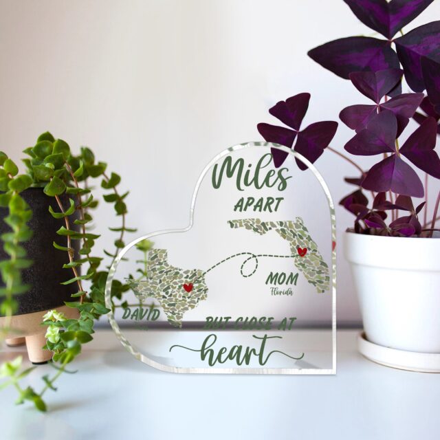 Miles Apart But Close at Heart Acrylic Plaque – Proud Military Mom Gift