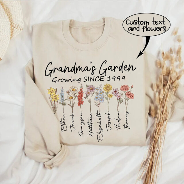 Personalized Grandma’s Garden Shirt – Custom Birth Month Flower Gift for Mimi, Nana, Gigi